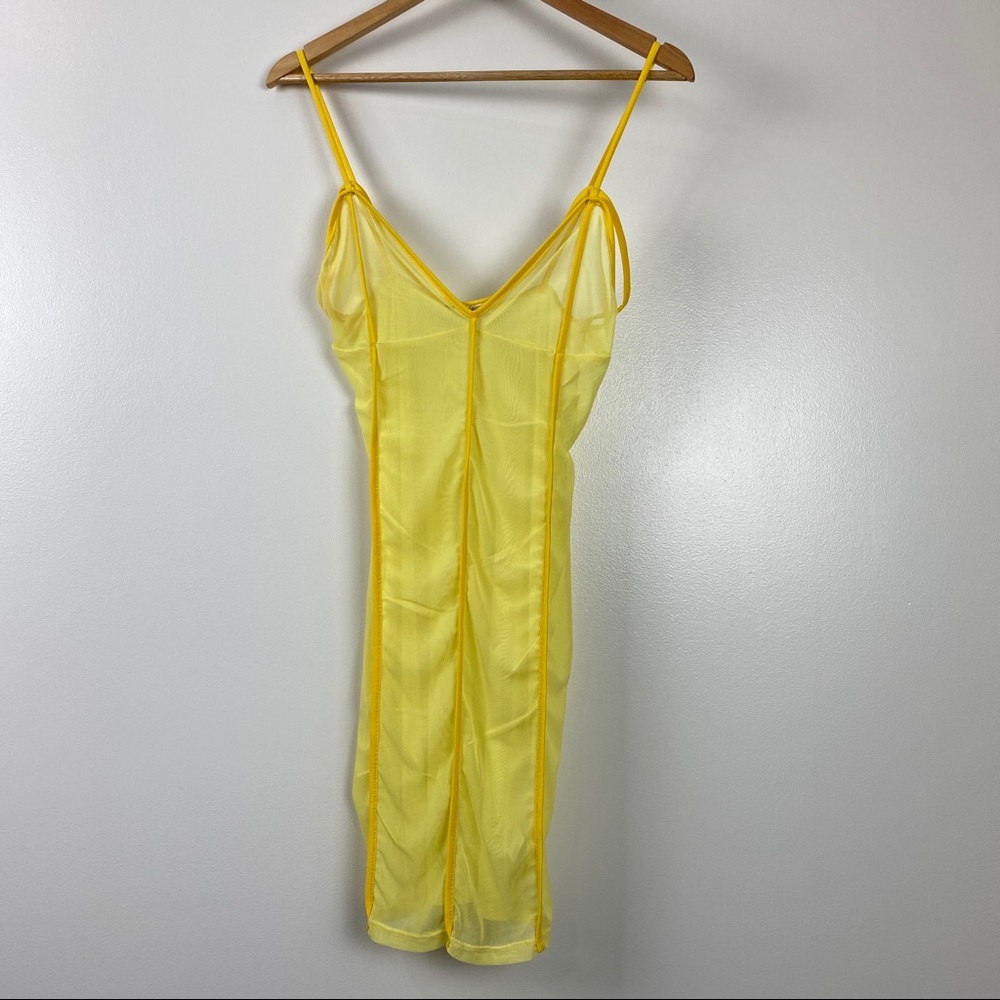 4/$25 Auditions bright yellow mesh swim coverup